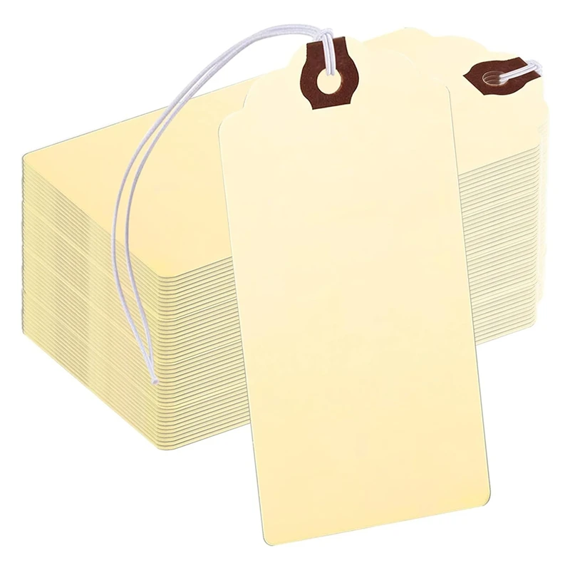 

300PCS Hang Tags With String,Shipping Labels With Reinforced Hole And Elastic String,Writeable,Perfect For All Occasions