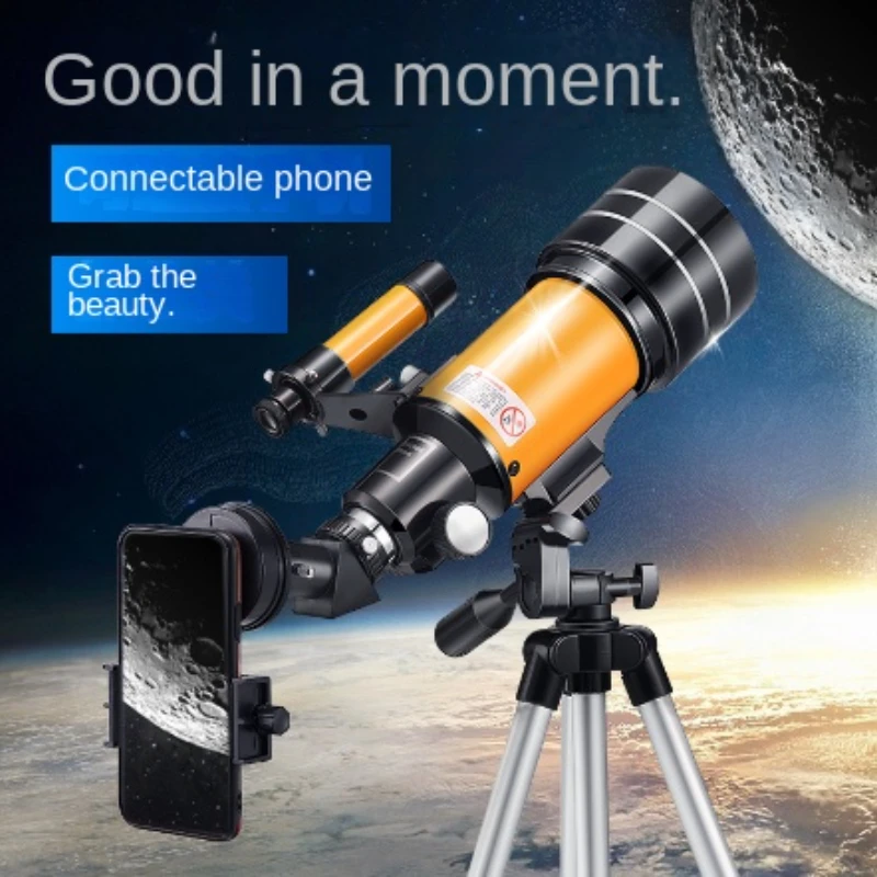 Astronomical Telescope 150x, 70mm, portable travel telescope with phone adapter and wireless charger