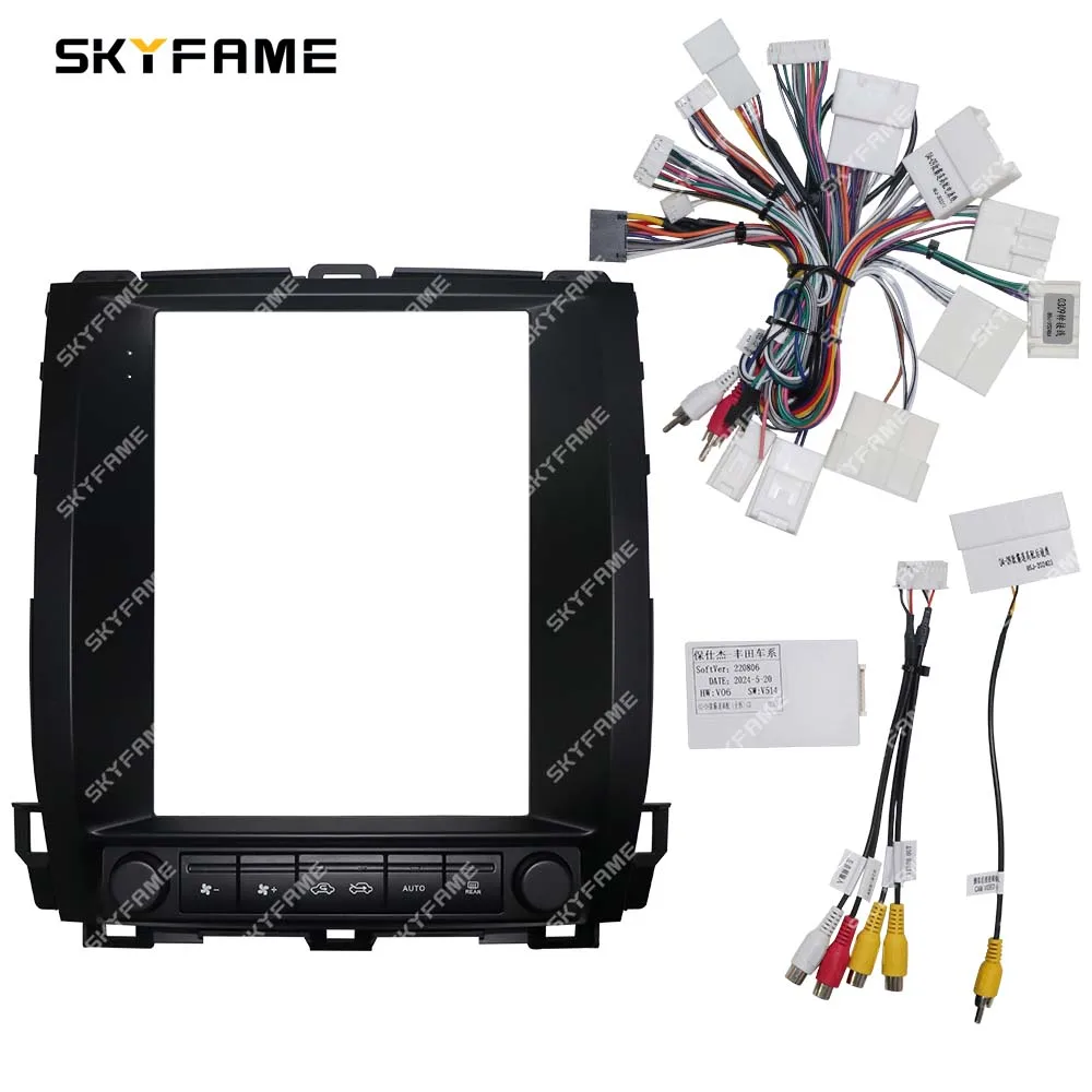 SKYFAME Car 9.7 Inch Tesla Frame Fascia Adapter Canbus Box Decoder Android Radio Dash Fitting Panel Kit For Toyota Prado LC120