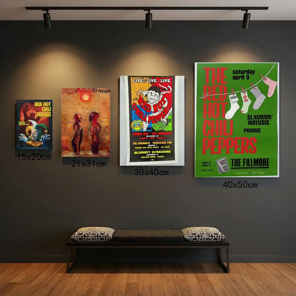 band R-Red Hot Chili Peppers-S Painting Calligraphy Boho Botanical Decor for Living Room  Elegant Home Style