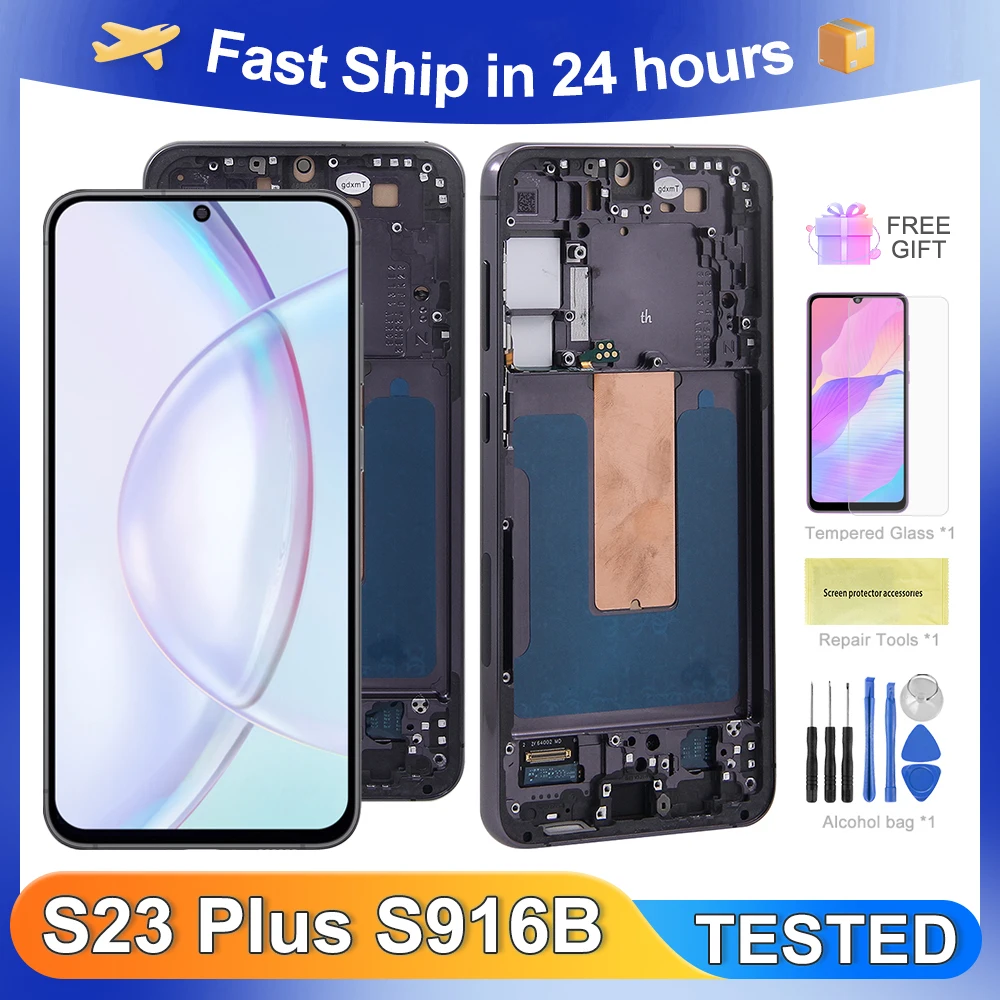 For Samsung S23 Plus Tested For S23+ S916B S916U S916W S916N S916 LCD Display Touch Screen Digitizer Assembly Replacement