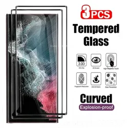 3Pcs Curved Tempered Glass For Samsung Galaxy S23 S21 S22 S24 Ultra S20 Plus Screen Protector For Samsung Note 9 10 20 S10 S9