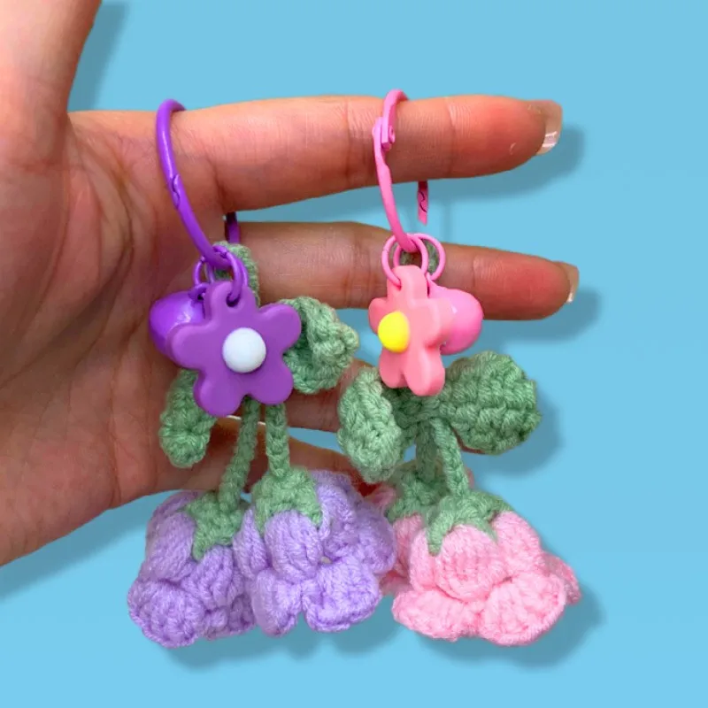 New Sweet Knitted Puff Bell Orchid Pendant, Homemade Bag, Hanging Decoration, Finished Keychain Decoration for Mothers