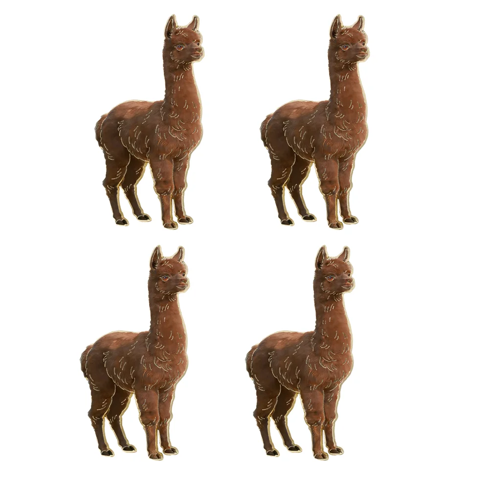 4pcs Cute Alpaca Brooch Set 4-color Simulated Alpaca Enamel Badge Stereoscopic Realistic Alpaca Enamel Brooch for Clothing