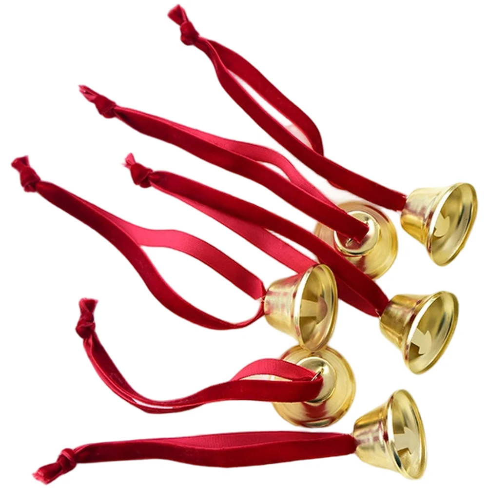 

Set of Six Golden Iron Bell Ornaments with Classic Bell Design for Hanging on Christmas For Trees and Seasonal Decor