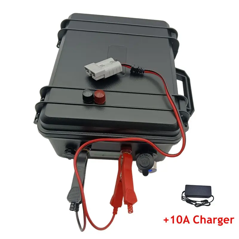 Outdoor Electronics Waterproof IP67 Lithium Li Ion Battery 24V Trolling Motor Compatible 50Ah-200Ah with 10A Charger