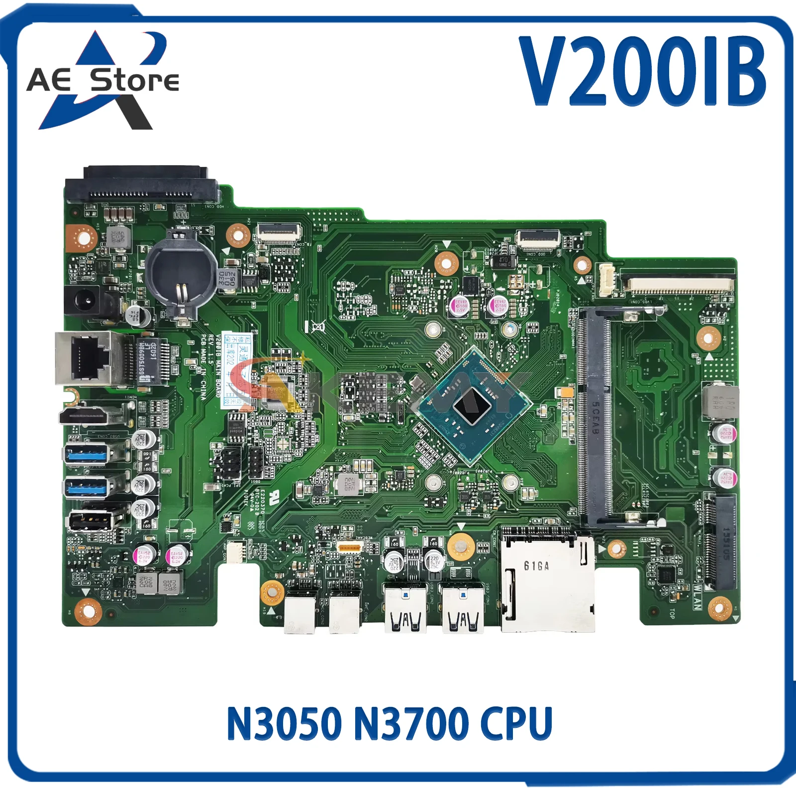 

AE V200IB Notebook Mainboard For ASUS V200I V200IB All-in-one Desktop Laptop Motherboard N3050 N3700 CPU 100% Test OK