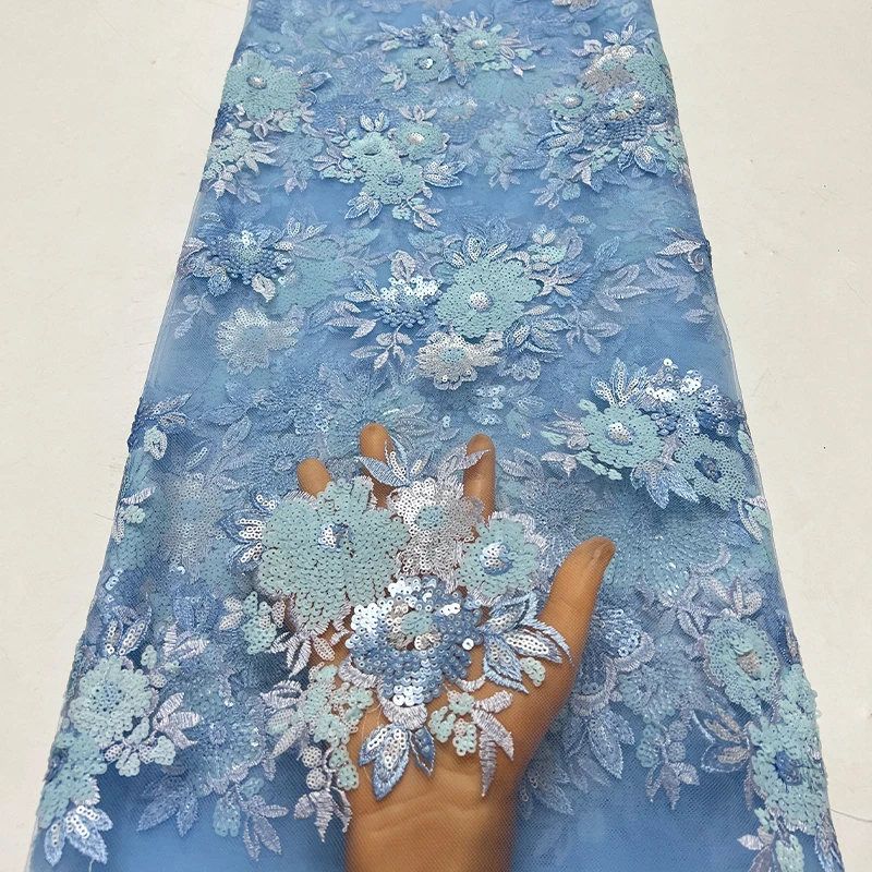 نسيج شبكي فرنسي فاخر، ترتر أفريقي طازج ونظيف متعدد الألوان، فستان قماش دانتيل مطرز عالي الجودة