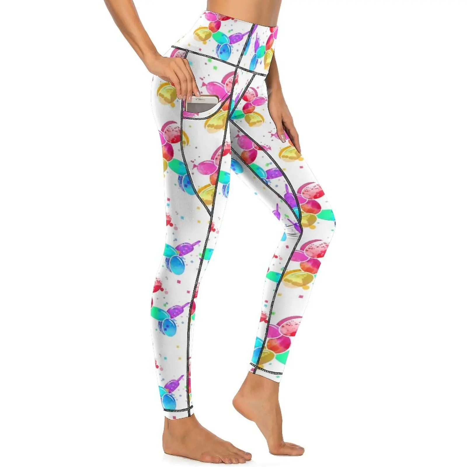 Leggings con globos para perros, pantalones de Yoga para Fitness con animales de acuarela, mallas dulces de cintura alta, mallas deportivas con gráficos elásticos, regalo