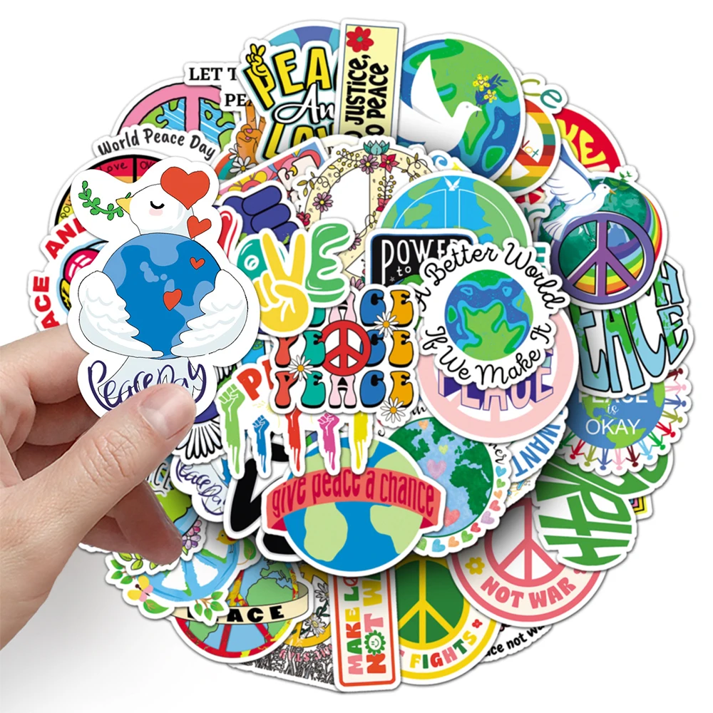 10/30/50 Stück Cartoon Weltfrieden Serie Aufkleber Make Love Not War Aufkleber DIY Wasserflasche Laptop Telefon Niedliche Graffiti Aufkleber Spielzeug