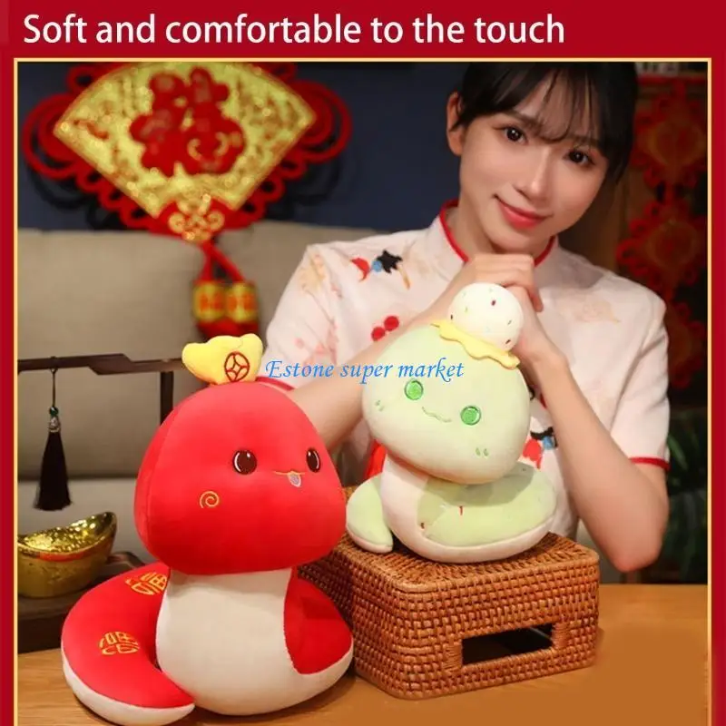 090B dessin animé serpent jouet en peluche nouvel an Surprise cadeau jouet en peluche 2025 serpent en peluche chine mascottes