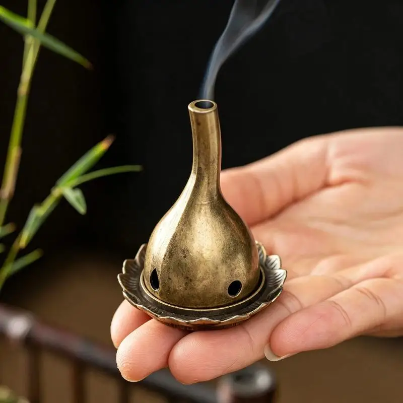 1 Stück Mini-Räuchergefäß aus antikem Messing und Zinklegierung mit kompaktem Lotus-Basis-Design für Meditation, Yoga und Aromatherapie zu Hause. – Detail 10