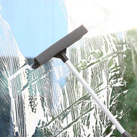 Squeegee Window Cleaner 2 in 1 Retractable Pole Cleaning Window Brush Glass Squeegee Cleaning Tool for Car Shower Glass Door