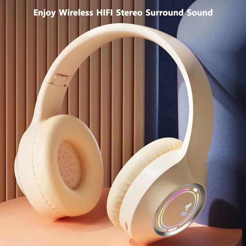 M3 LED Light Emitting Bluetooth Headset Foldable Wireless TYPEC Charging for Gaming and Office Multi Scene Use