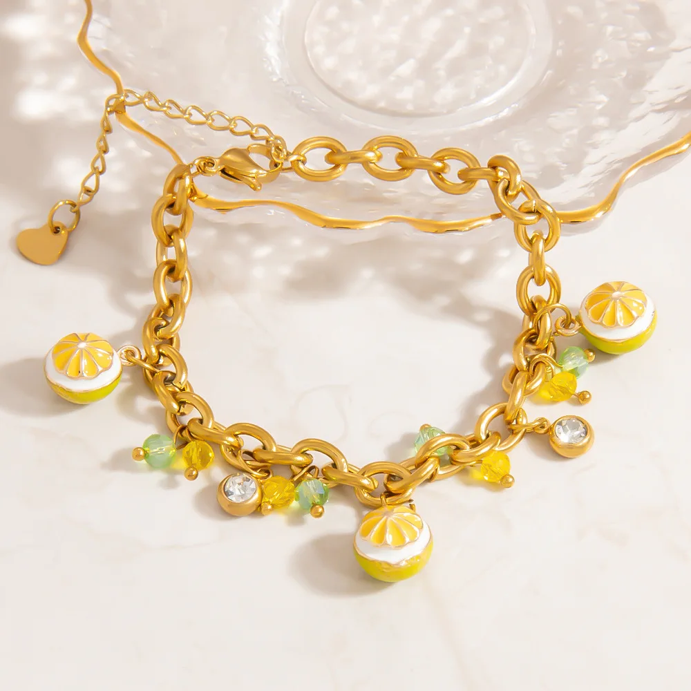 

Non Fading Stainless Steel Bracelet, Light Luxury Niche Fruit Pendant Bracelet, INS Style Cute Accessory for Women