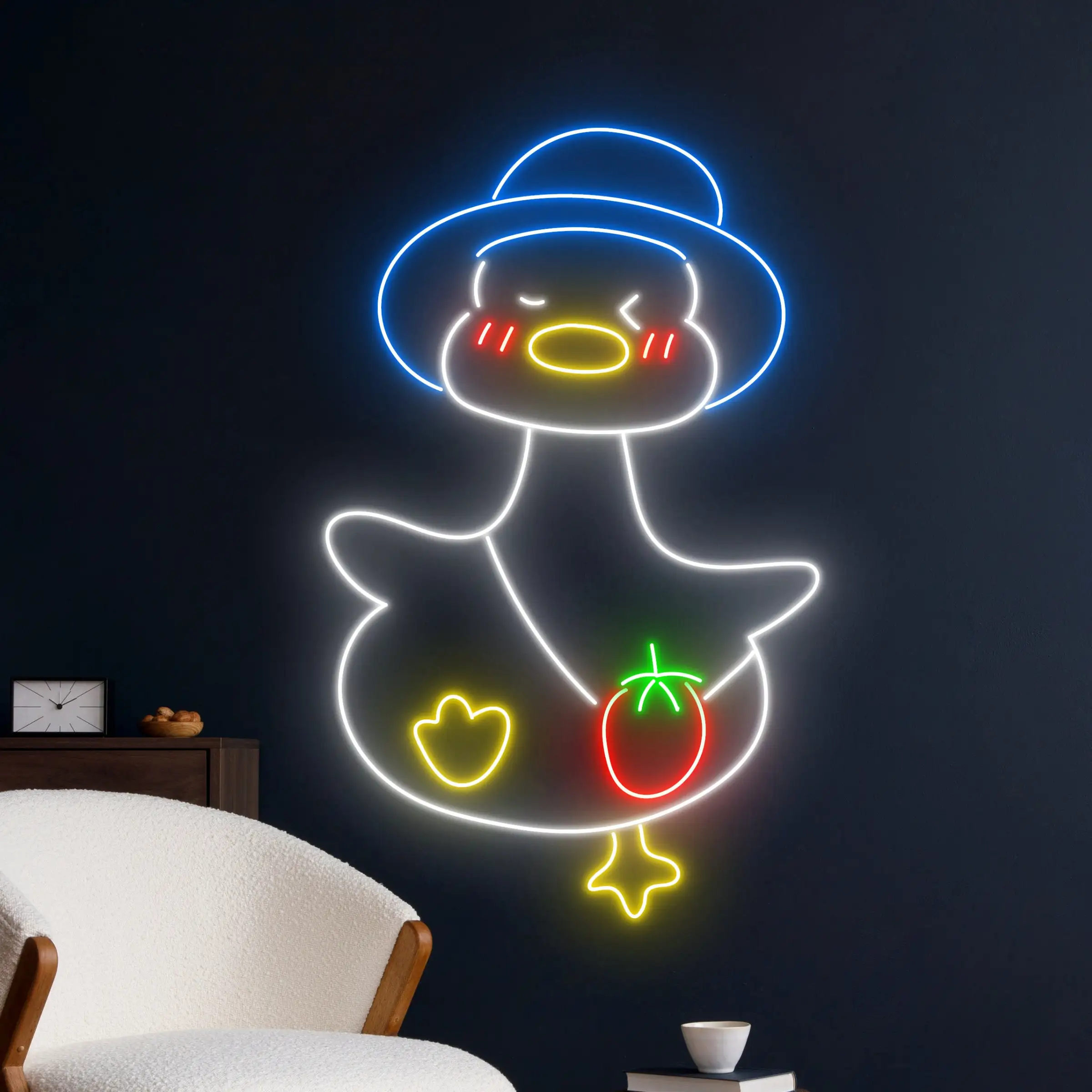 Cute Duck Neon Sign Duck With Bag Neon Wall Decor Game Room Bedroom Sign for Baby Kids Birthday Gift Cartoon Animal Sign