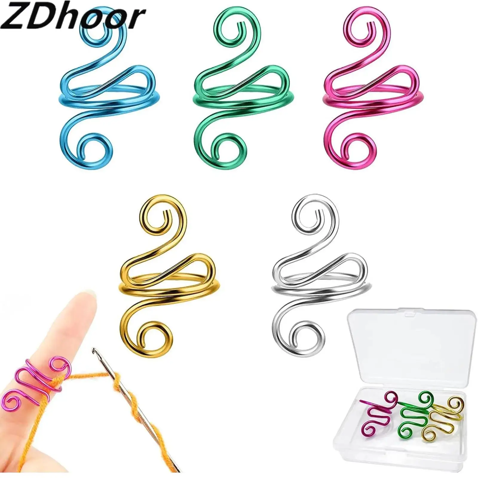 

Adjustable Yarn Tension Ring for Crocheting Knitting Loop Open Finger Ring Finger Yarn Guide Crochet Accessories