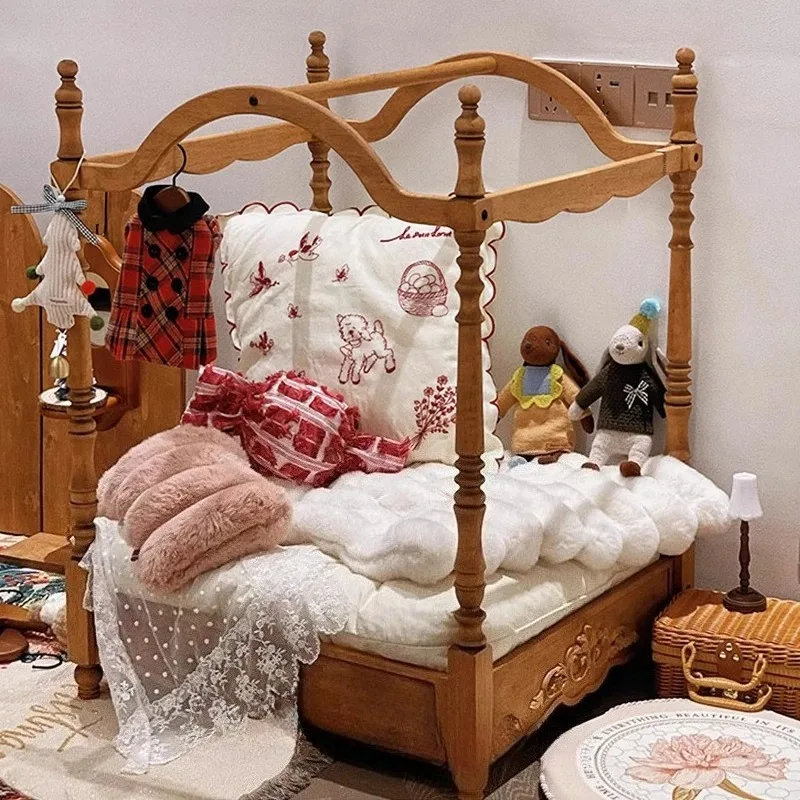 

Solid Wood Cat Bed Pet Cat Dog Beds Retro Cat's House Furniture Beds Pets Cats Dogs Supplies Tent Hiding Pets Houses for Dogs