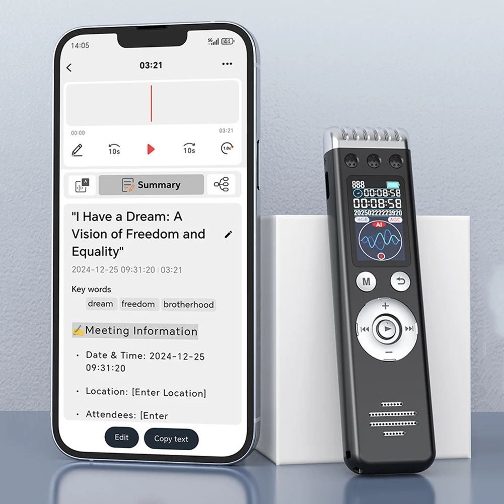 Q88A AI مسجل الحد من الضوضاء ChatGPT مسجل ترجمة ذكي APP التحكم جهاز تسجيل الترجمة