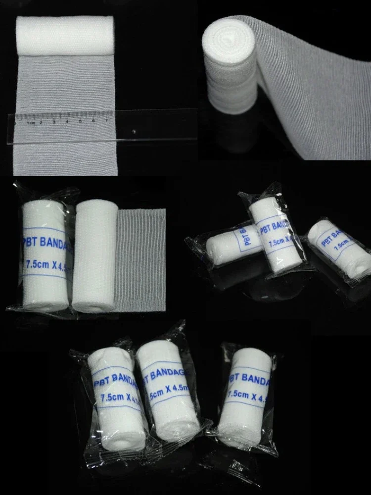 7.5cm x 4.5m 10pcs/lot PBT Elastic Bandage Medical Supply Conforming First Aid Gauze For Wound Dressing Emergency Care Cotton