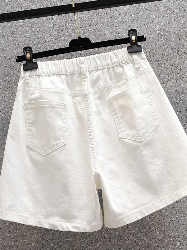 ارتفاع الخصر فضفاضة تناسب رقيقة الدنيم orts واسعة الساق ألف خط السراويل الساخنة صيف جديد Sle حجم كبير جينز ناعم سراويل تقليدية للنساء