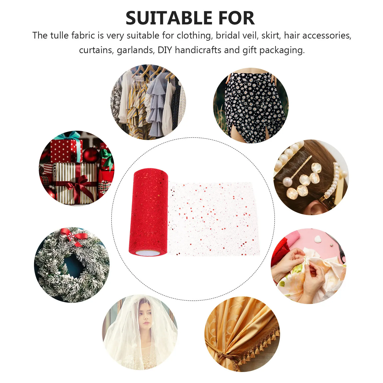 

1 Roll Sequin Glitter Tulle Fabric Sparkling Ribbon Wedding Accessory DIY Craft Tulle Fabric Decoration Wedding Accessory