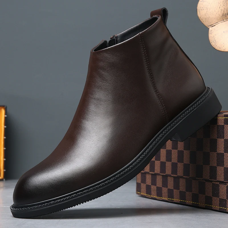Nowe biznesowe męskie krótkie buty moda retro minimalistyczny styl wypoczynek na świeżym powietrzu impreza biurowa oryginalne skórzane buty dla dorosłych wysokiej jakości