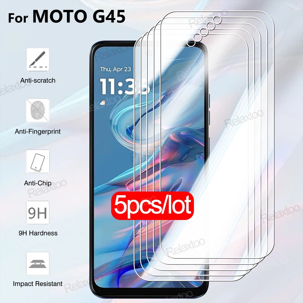 5Pcs MotoG45 9H Tempered Glass For Motorola Moto G45 2024 Clear Front Protective Film G45Moto G 45 45G 6.5'' Screen Protector