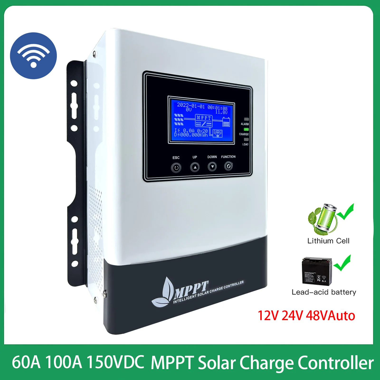 12V 24V 48V 4800W 0-100A MPPT Solar Panel System Charge Controller  100 Ampere 150VDC PV Home System Regulator Support WIFI