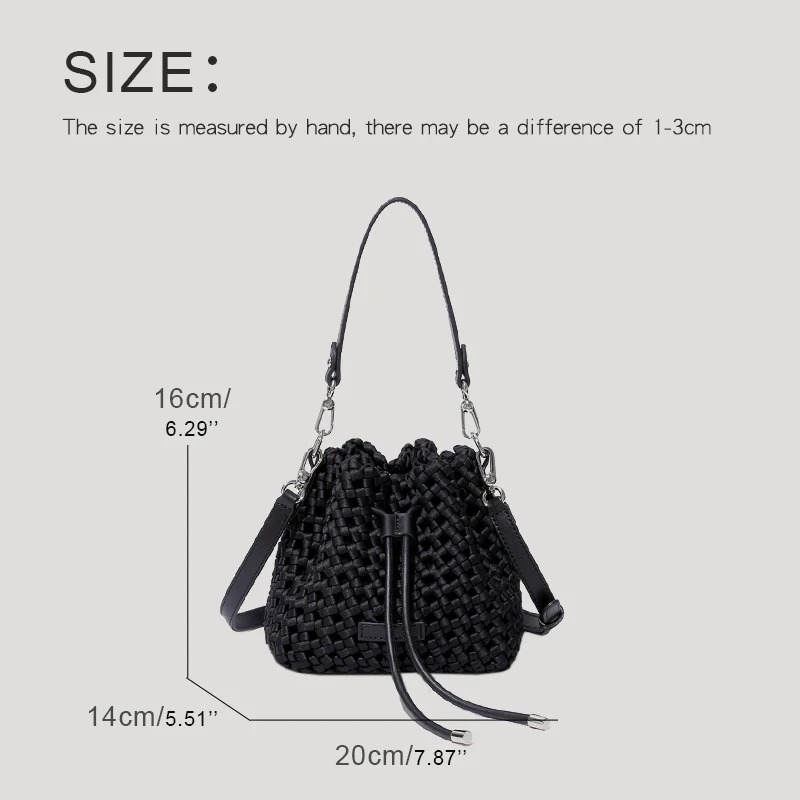 Lady Bucket Bags For Women Luxury Designer Handbags And Purses 2023 New In Nylon Hand Woven Hollow Out Decoration Crossbody Bag