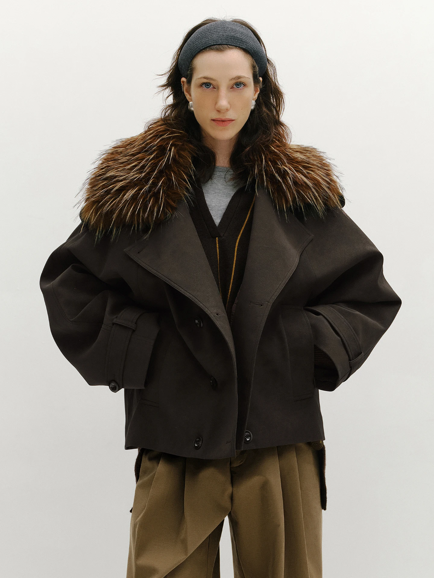 

TearOcean Модная женская повседневная осенне-зимняя куртка с отстегивающимся меховым воротником, утепленная, двубортная, из хлопка