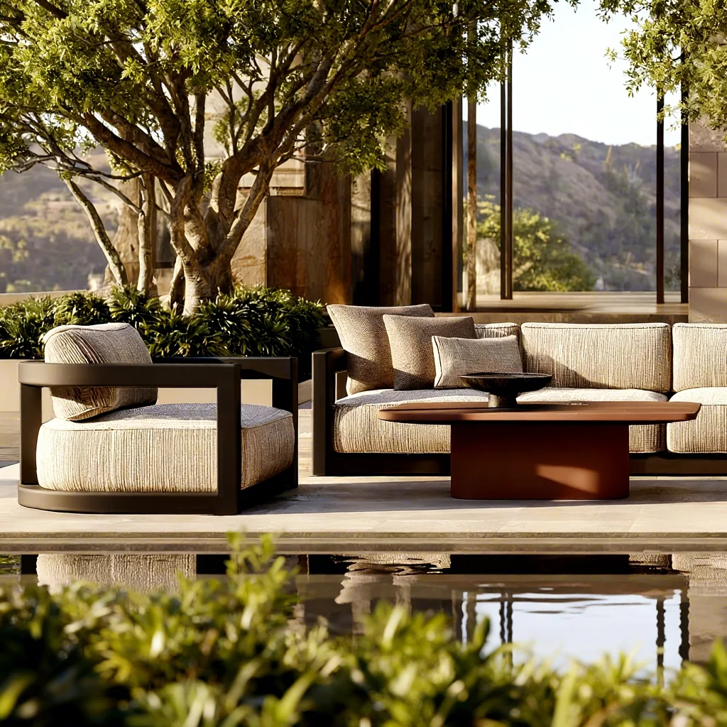 Sigma Design Modern Luxury Aluminum Outdoor Leisure Sofa Couch Set Park Farmhouse Comfortable UV-Resistant Weather Resistant