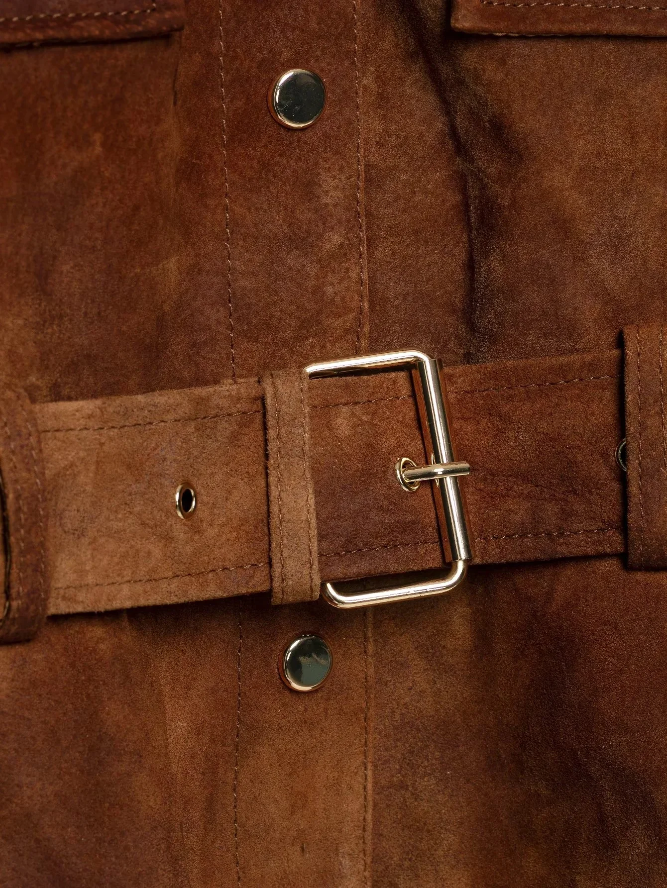 KONDALA Vintage Casual Damen Wildlederjacke mit Knöpfen, Gürtel und Taschen, Modische Jacke für Herbst/Winter 2026, Streetwear, Bürojacke für Damen – Detail 7