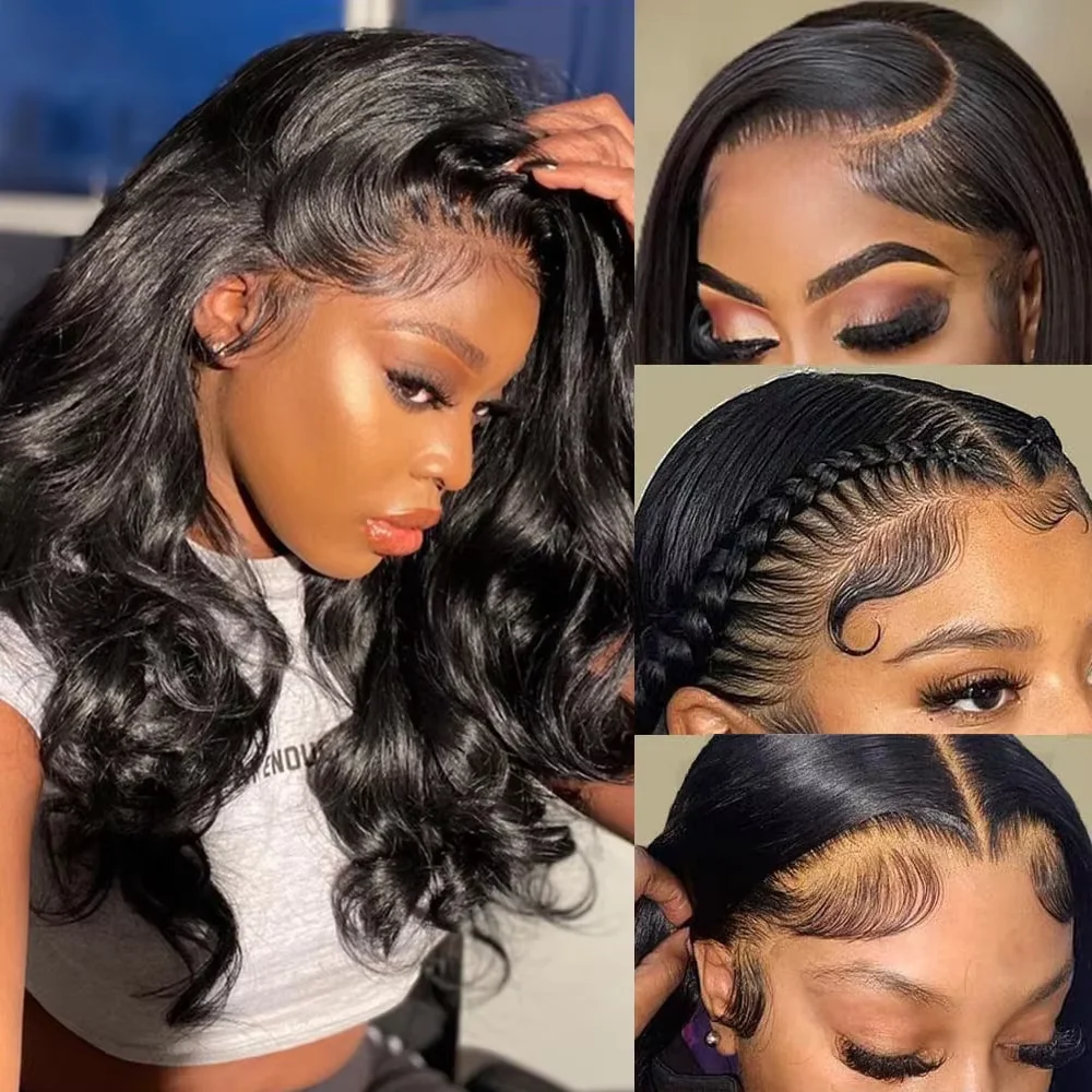 40 Zoll 13x6 Schwarze Body Wave Echthaarperücken, 46 Zoll 220% Dichte 13x4 HD Lace Wear & Go Glueless Body Wave Echthaarperücken, vorgezupft für schwarze Frauen