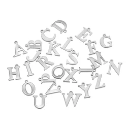 50pcs Stainless Steel 26 Letter Pendant Alphabet Charms Necklace Pendant Bracelet Making Earring Findings DIY Name Jewelry