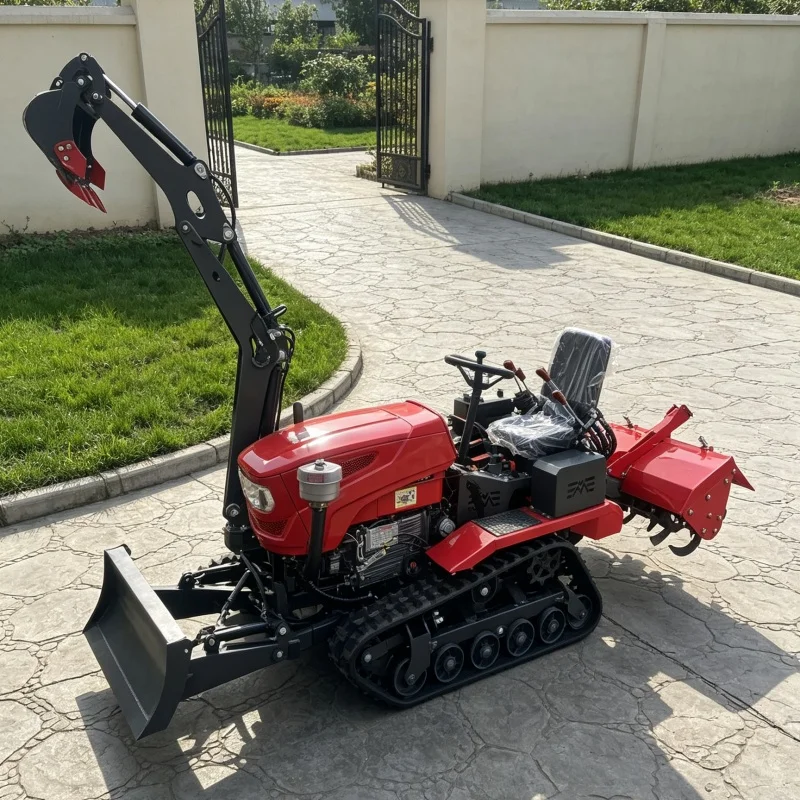 Customized Tracked Rotary Tiller with Anti‑sink Rubber Tracks, Farming Machinery for Mountainous Terraces