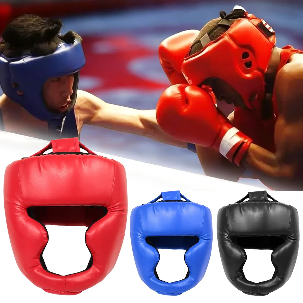 Boxing Helmet Muay Thai Headguard Protective Gear Taekwondo Training Sports Leather MMA Safety Helmet Adult Child Unisex