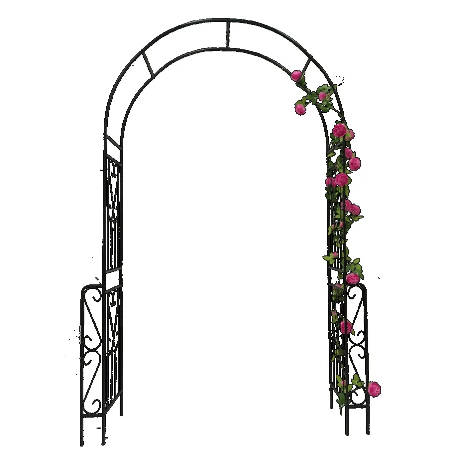

Metal Garden Arch W55'' x H94.5'' Garden Arbor Trellis Climbing Plants Support Rose Arch Outdoor Arch Black