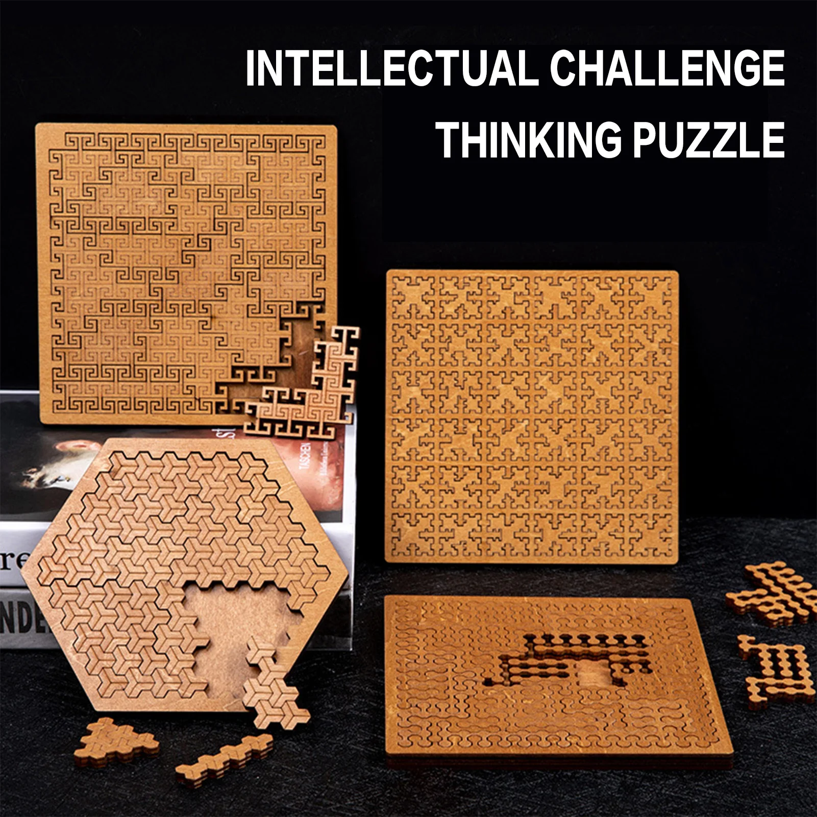Quebra-cabeça de madeira brinquedos cérebro teaser lógica geometria jogo educativo para adultos e crianças brinquedos de alívio do estresse