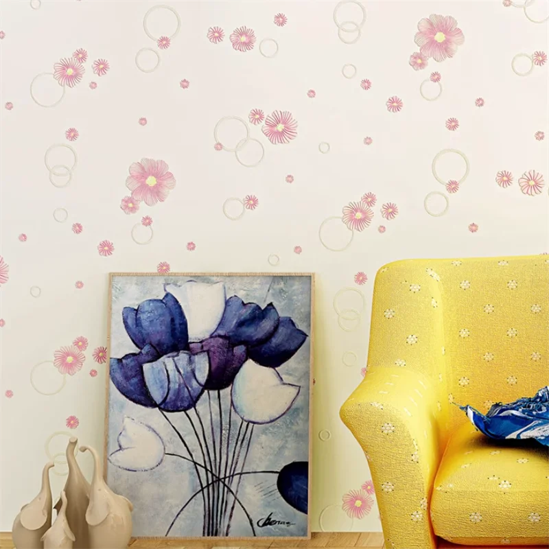 Garden Floret Broken Flower Non-Woven Wallpaper Bedroom Background Sitting Room Warm Pastoral Small Floral Home Decor Wallpaper