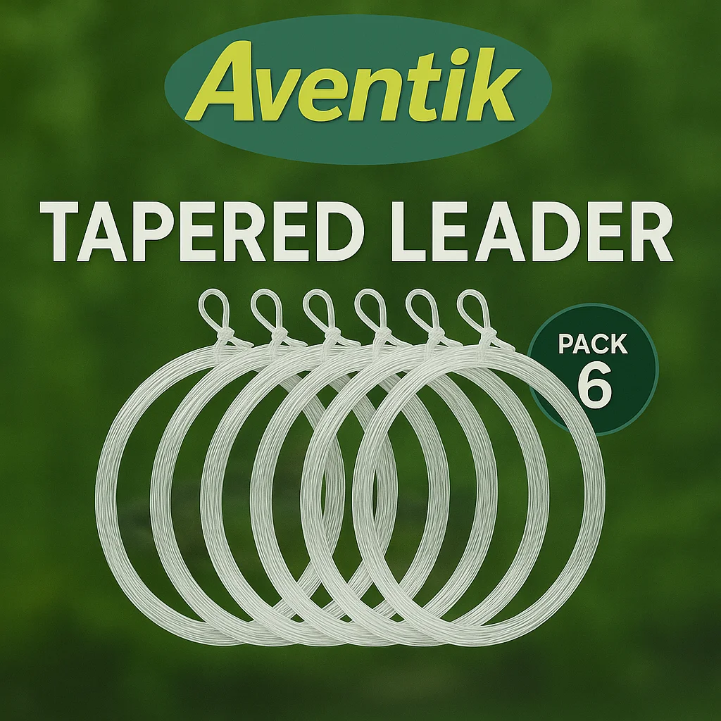 Aventik 6PCS Líderes de Pesca com Mosca de Nylon Cônico Transparente 9FT/12FT/15FT com Laço Pré-Amarrado