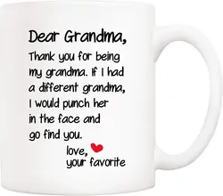 Mother's Day Coffee Mug Gift for Grandma from Grandchildren, Dear Grandma, Thank you for your company...Love your favorite mug