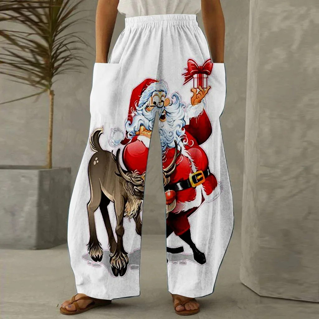 

Cross border 2024 New Spring and Summer Santa Claus Pattern Wide Leg Pants Wholesale on AliExpress Independent StationWC5