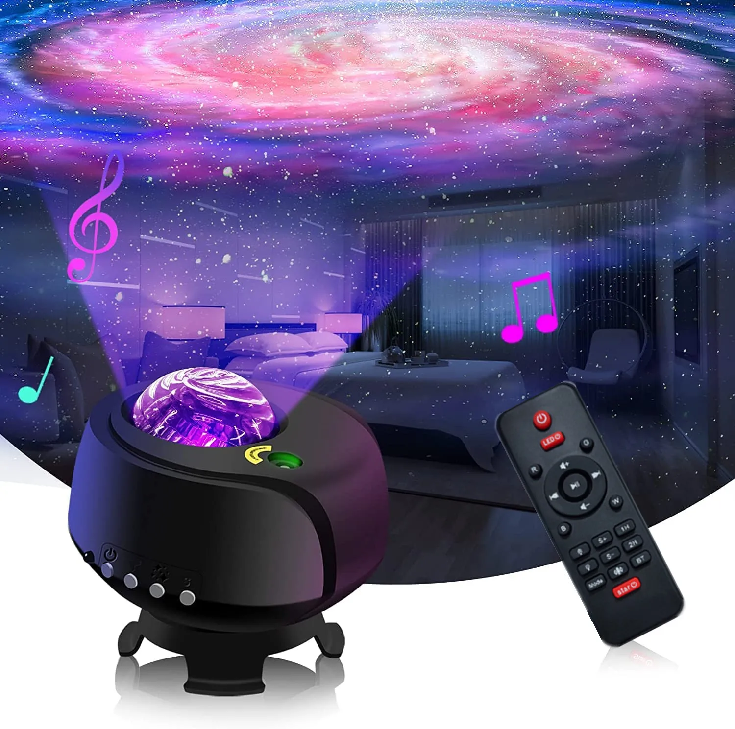 LED Aurora Star Projector Nightlights Galaxy Projector Bluetooth Music Speaker Nebula Starry Sky Projection Lamp Home Room Decor