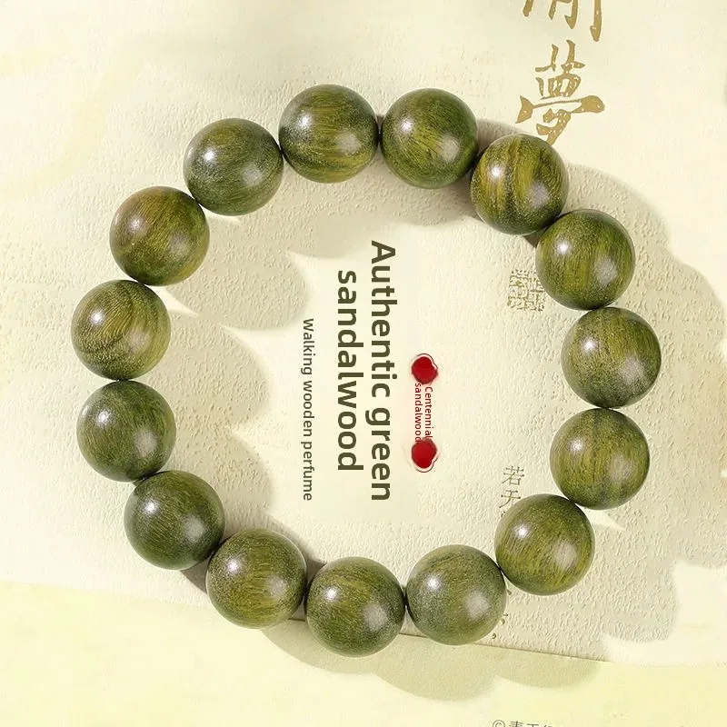 

2026 Creamy Scented Green Sandalwood Bracelet For Men Natural Sandalwood Agarwood Wenwan Bodhi Beads Bracelet Fashion Jewelry Gi
