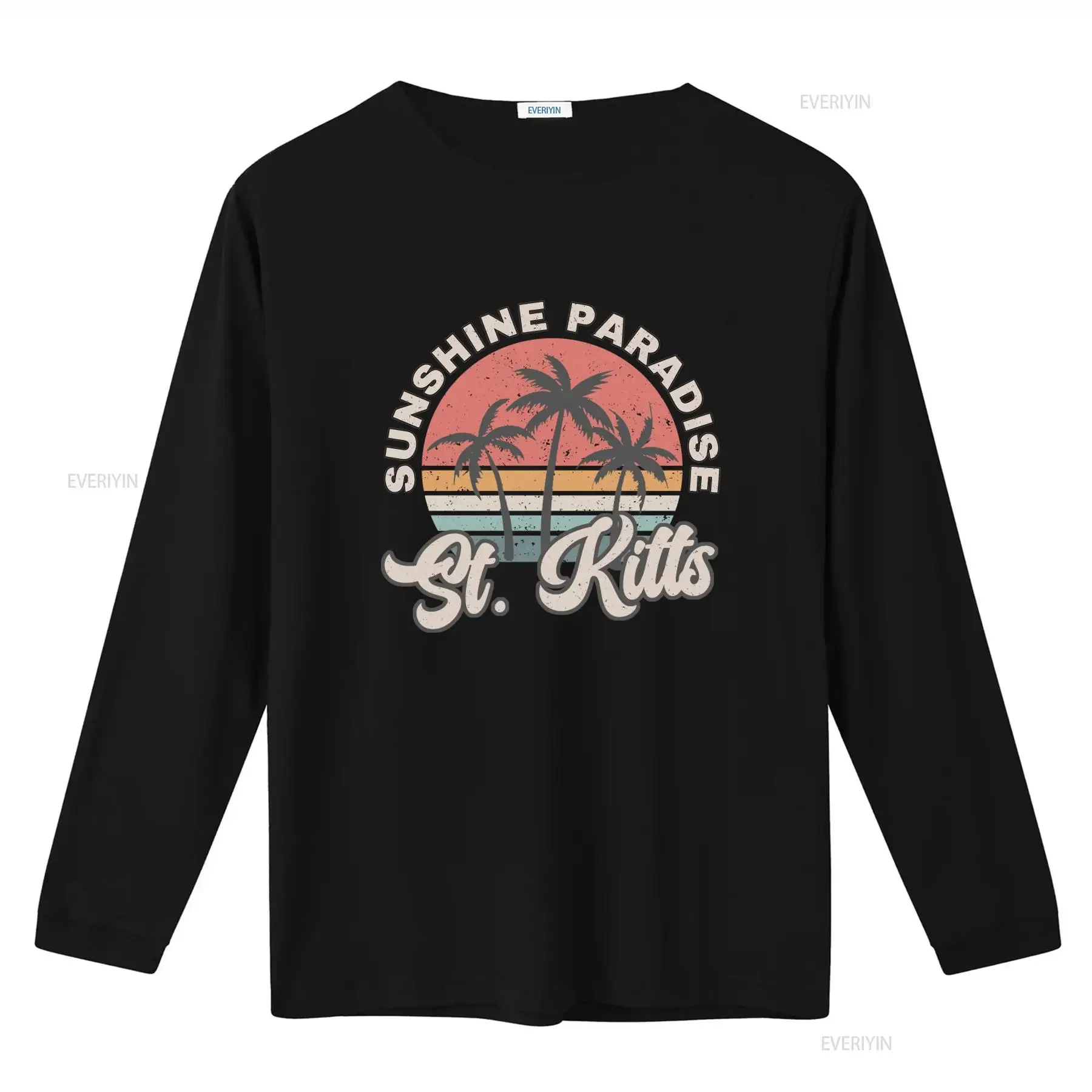 St Kitts T Shirt Retro Sunset Palm Tree Design Perfect Souvenir for Family Group Travel Sunshine Paradise Vibes vintage Washed