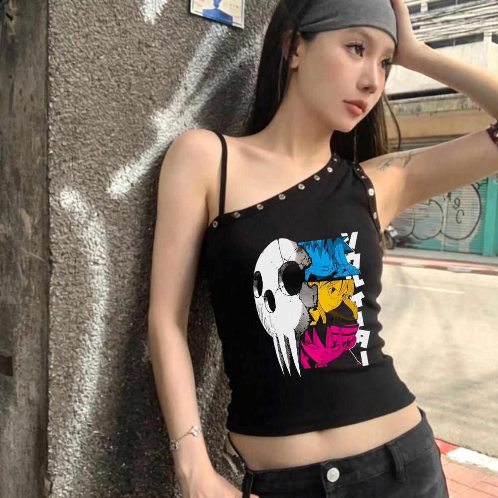 Soul Eater crop top women streetwear jojifuku baddie cheap y2k t-shirt korean fashion cutecore clearance sales