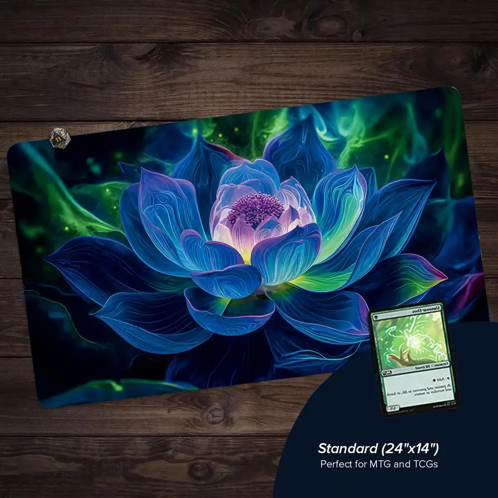 

Digital Art Purple Lotus MTG Playmat Magic Card Mat with Stitched Edge Non-Slip Durable Tabletop playmat Board Game Mat for TCG