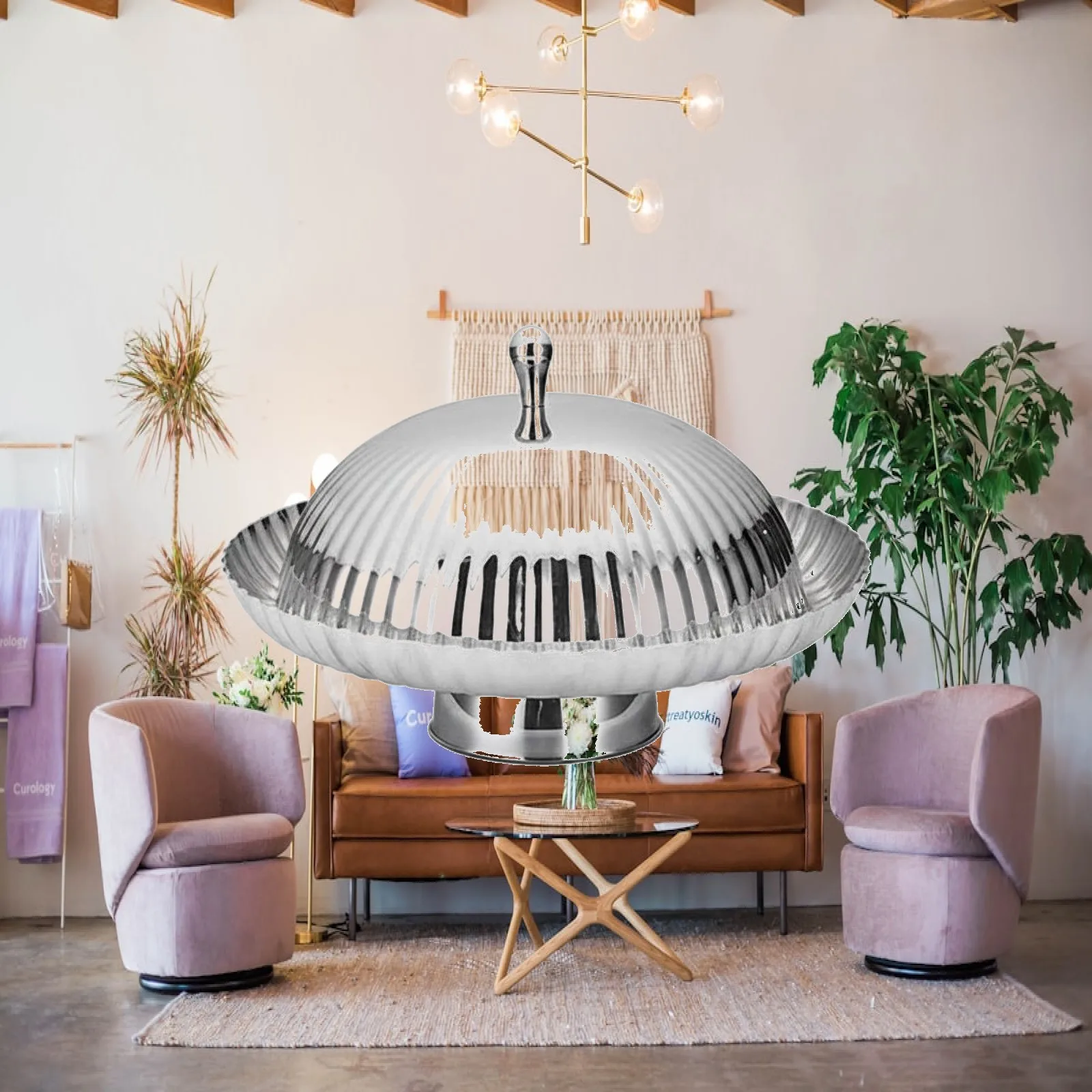 Luxury Stainless Steel Stripe Cake Plate with Dome Cover for Restaurant Buffet Tea Time Elegant Serving