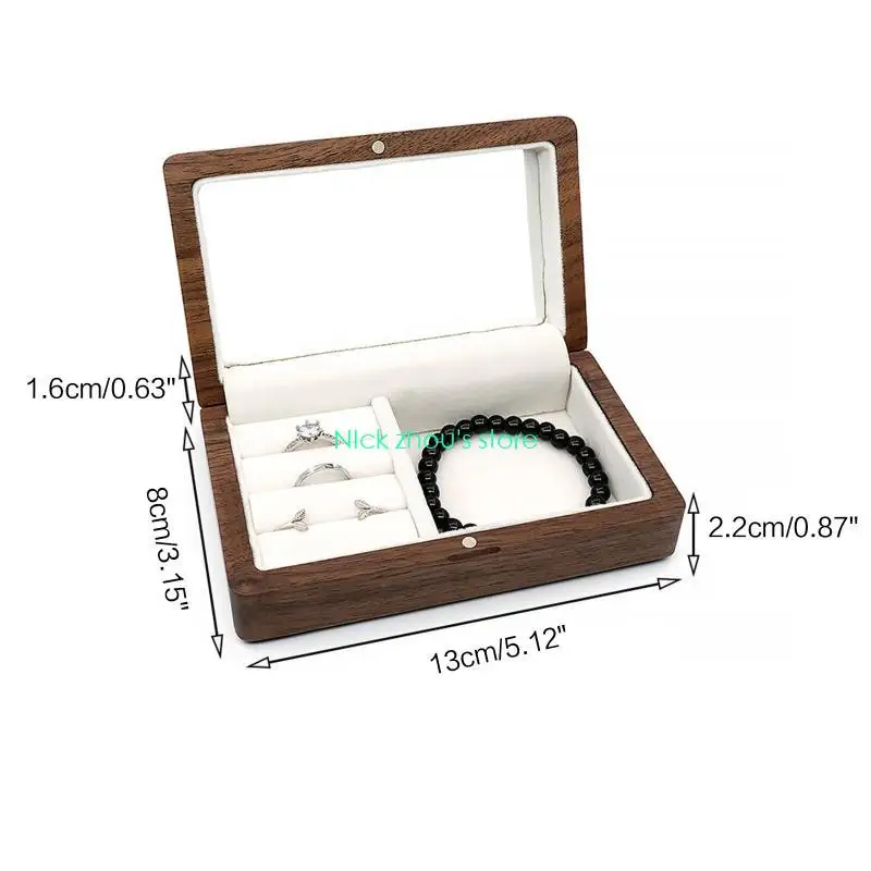 E15E صناديق المجوهرات الخشبية منظم المجوهرات الخشب الصغير لحالة قلادة حلقة Showc
